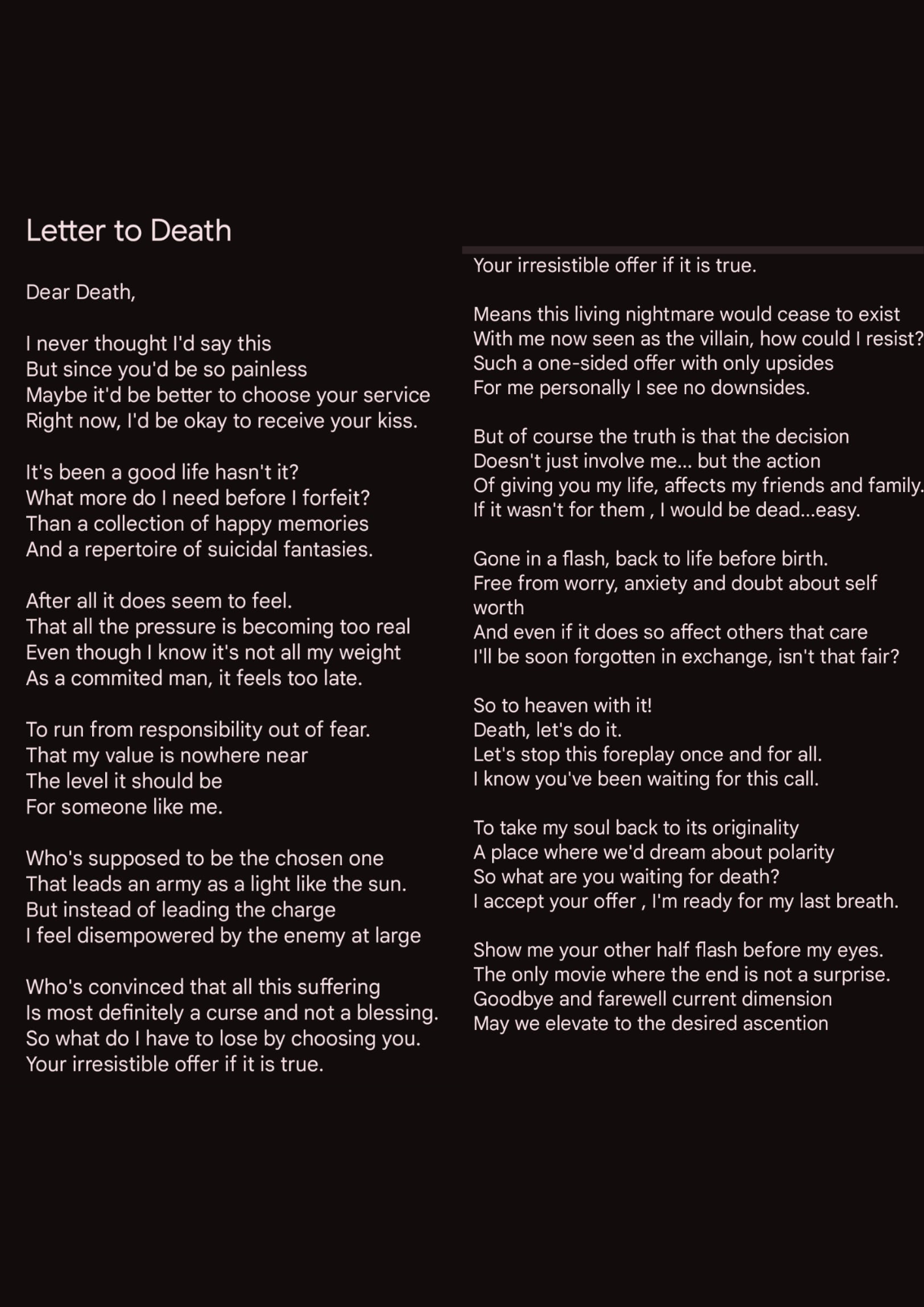 Letter to Death